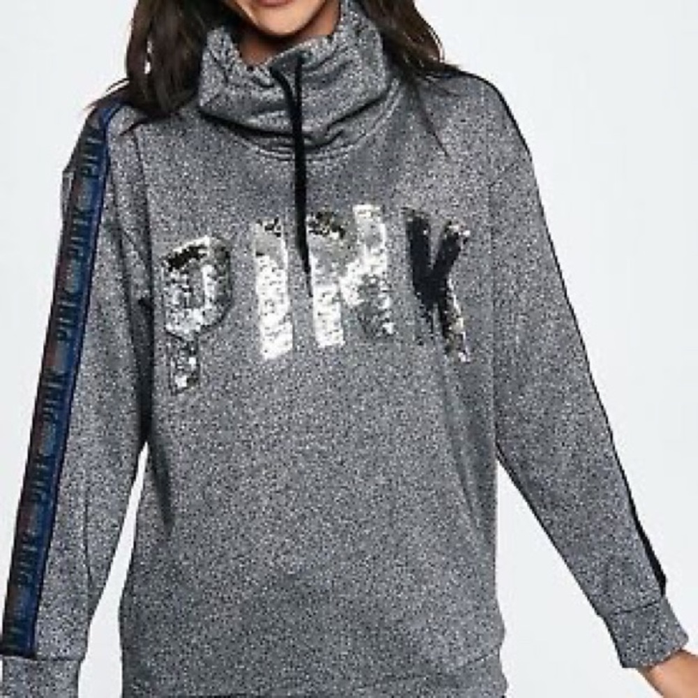 NWOT Pink Blinged Cowl Neck Hoodie